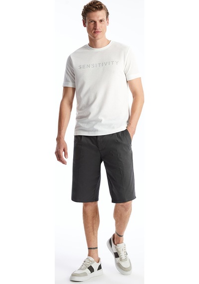 Lcwaıkıkı Classic Antrasit Rahat Kalıp Gabardin Erkek Bermuda Şort