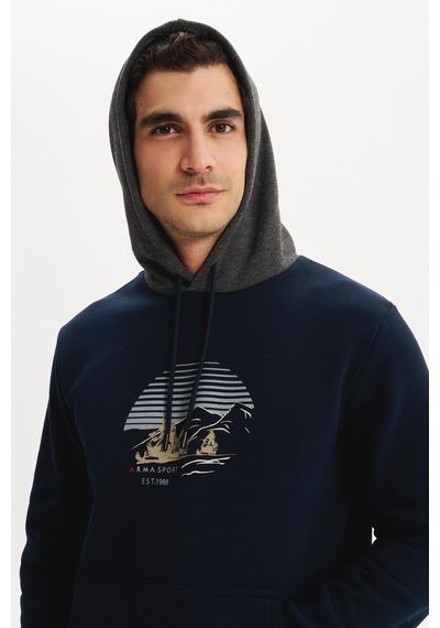 AR-MA Arma Erkek Kapüşonlu Sweatshirt Örme 3 İplik Şardonlu, Yazı Baskılı,cepsiz, Sade Ve Şık, Regular Fit K30254628901 Lacivert AR-MA Arma Erkek Kapüşonlu Sweatshirt Örme 3 İplik Şardonlu, Yazı Baskılı,cepsiz, Sade Ve Şık, Regular Fit K30254628901 Lacivert