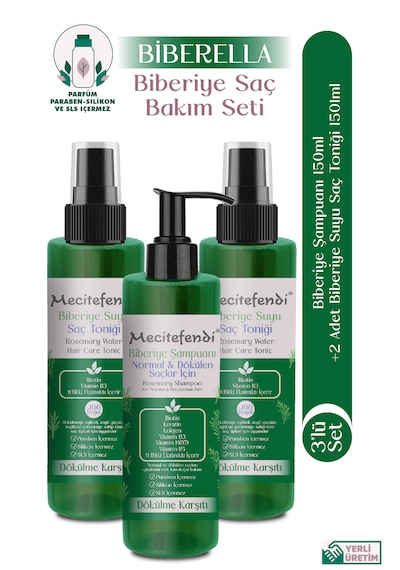 Mecitefendi Biberiye Saç Bakım Seti Biberella - Biberiye Şampuan 150 ml + Biberiye Mecitefendi Biberiye Saç Bakım Seti Biberella - Biberiye Şampuan 150 ml + Biberiye
