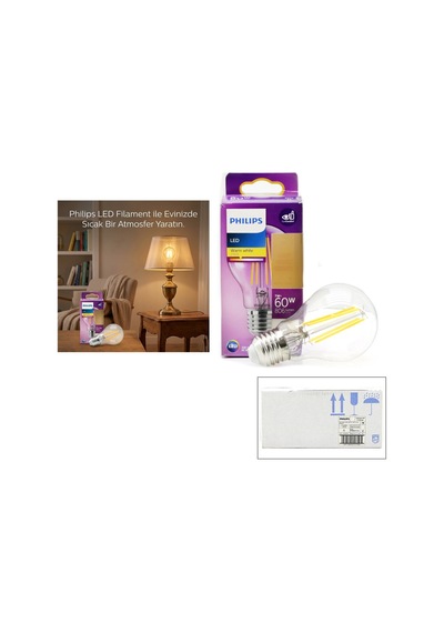 Philips Led Filament Rustik Ampul 7w E27 Gold - 806 Lümen, Cam Gövde, Kod 777579 00- 4'li Paket Diğer