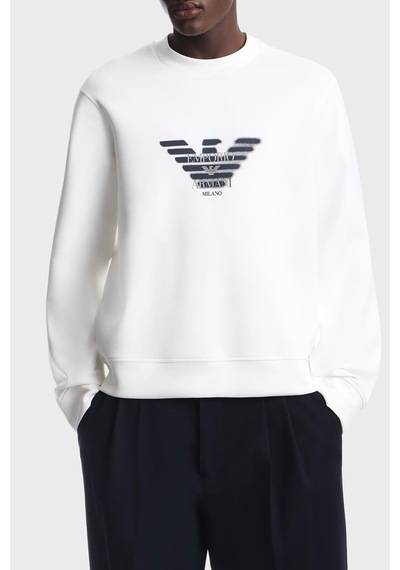 Emporio Armani Pamuklu Yuvarlak Yaka Sweat Erkek Sweat Em007315 Af10013 U0003 Beyaz