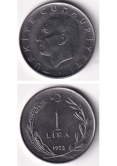 1 Lira 1973 Çil Eski Madeni Para