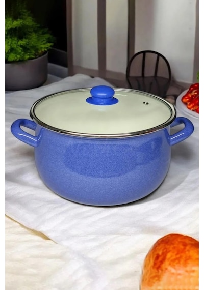 Emaye Derin Bombeli Yoğurt Tenceresi 24 Cm 5 Litre Mavi 072-c Mavi