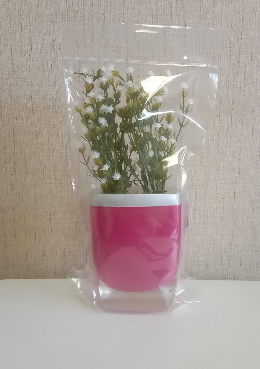2 Adet Vazo Dahil,vazoda Çiçek,beyaz Yapay Çiçek,vazo Dekoratif Gri Pembe Poliresin 8x4x16cm Çok Renkli