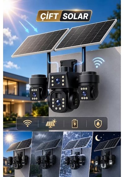 V380 Pro Maro Wifi 12MP Üç Kameralı UltraHD Güneş Enerjili Akıllı Güvenlik Kamerası - 12MP ürün