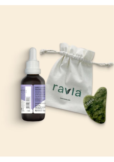 2'li Ürün - Ravla Yeşim Gua Sha Yüz Masaj Taşı / Ravla İncir Çekirdeği Yağı - 50ml