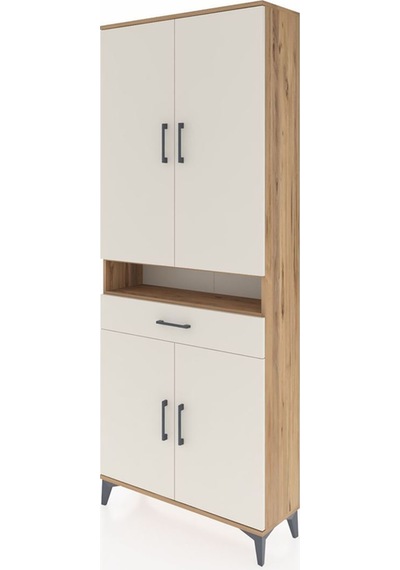 Arges Dolap 5 Raflı Tek Çekmeceli 4 Kapaklı 88x30x221 Çam-aytaşı Atlas Çam