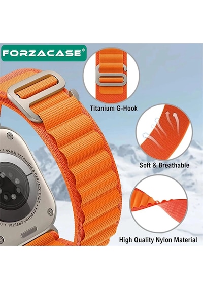 Forzacase Apple Uyumlu  Watch 11 46mm İle Kancalı Kumaş Kordon Kayış - Fc269