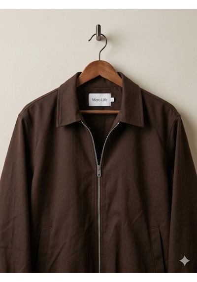 Mero Life Erkek Basic Old Money Fermuarlı Oversize Mevsimlik Polo Yaka Gabardin Kumaş Kahverengi Ceket Mero Life Erkek Basic Old Money Fermuarlı Oversize Mevsimlik Polo Yaka Gabardin Kumaş Kahverengi Ceket