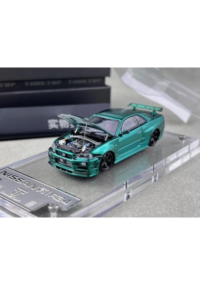 Timetop 1/64 Green Carbon Nissan R34 Karbon Yeşil Pleksi Limitli