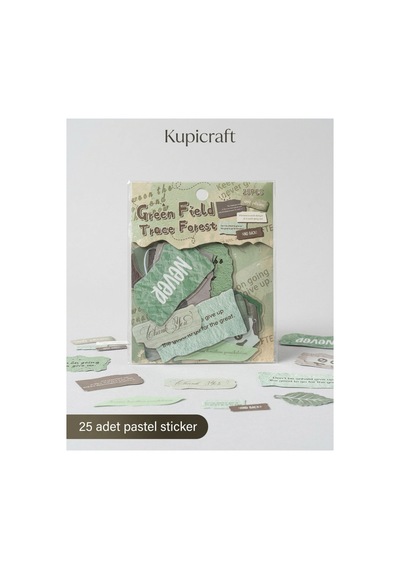 25 Adet Pastel Sticker Green Field - 927320814 Diğer