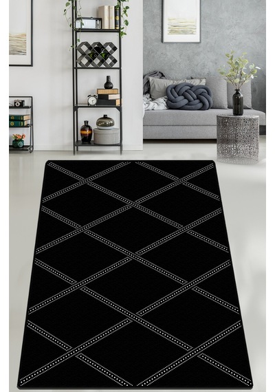 Dotted Line Djt Dekoratif Modern Tasarım Yıkanabilir Kaymaz Taban Halı Yolluk Çok Renkli