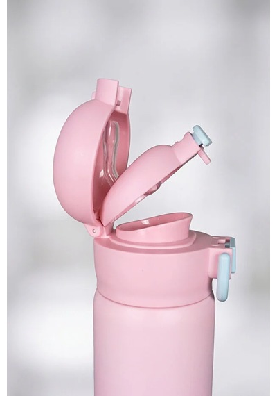 Paslanmaz Çelik Gövde Suluk & Matara 600 Ml Çift Kullanım Pipetli & Pipetsiz Pembe - 914951659 Pembe