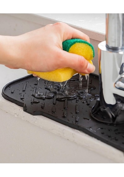 1 Adet Elastik Siyah-su Tutucu Düzenleyici Kaydırmaz Mutfak Banyo Matı Musluk Mat Mtevystrisg4 Açık Ahşap