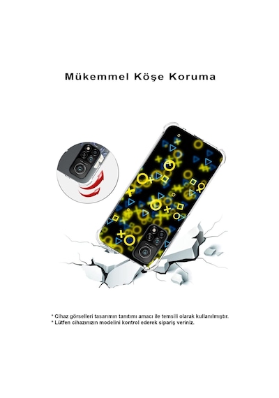 Samsung Galaxy Uyumlu M33 Köşe Korumalı Antişok Kapak Semboller Tasarımlı Şeffaf Kılıf