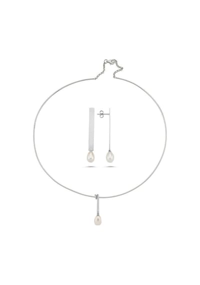 10,5 Mm Doğal İnci Choker Küpe Kolye İkili Set