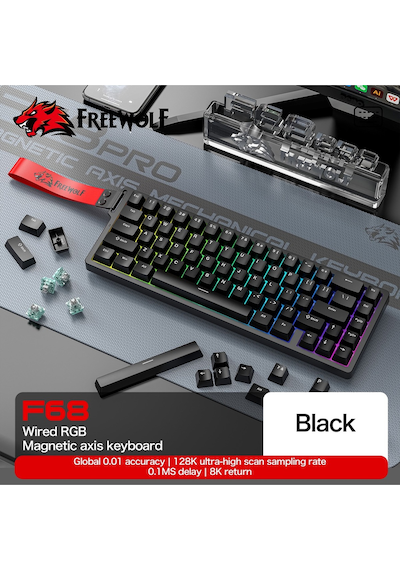 F68 Pro Oyun Klavyesi Manyetik Switch 3 Modlu Kablosuz Bluetooth Kablolu, 8k/1k Rgb Klavye