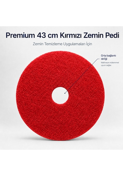 Mulpex Premium 43 Cm Kırmızı Zemin Temizlik Pedi Yer Yıkama Makinesi Pedi