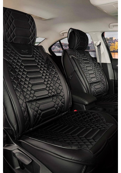 Volkswagen Polo Basicline Uyumlu Lüx Deri Oto Koltuk Kılıfı Ön Arka Takım Crystal Tam Siyah
