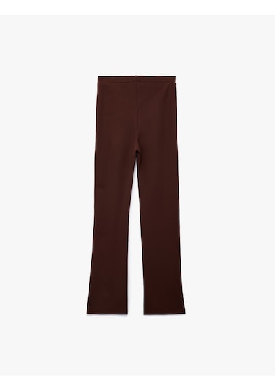 Koton Nervürlü Slim Fit İspanyol Paça Pantolon Kahverengi 6wak40061ek Kahve
