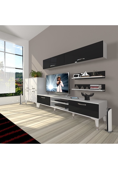 Decoraktiv Eko 6y Mdf Dvd Silver Tv Ünitesi Tv Sehpası - Beyaz Siyah Beyaz - Siyah Decoraktiv Eko 6y Mdf Dvd Silver Tv Ünitesi Tv Sehpası - Beyaz Siyah Beyaz - Siyah