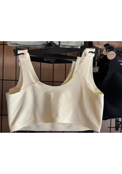 Dikişsiz Lazer Kesim Geniş Askılı Kopçasız Konfor Sütyen Bralette Best Bra Lazer84 Ekru