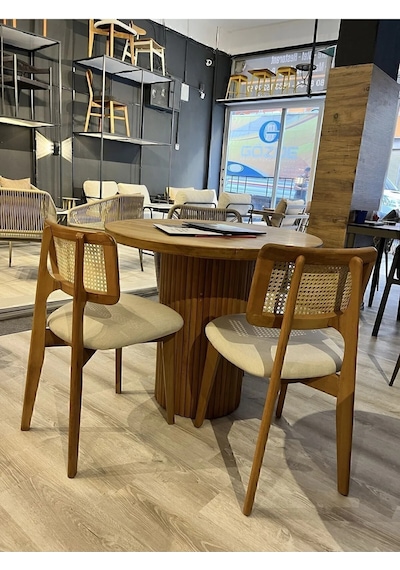 4 Adet Hazeran Ahşap Sandalye Mutfak Cafe Salon Kahverengi