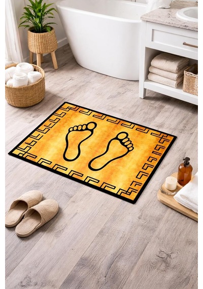 Banyo Ayak Paspası, Sarı, Süngerli, Modern Stil, Ayak Havlusu