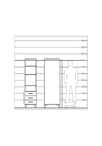 Kronos Dolap 4 Raflı 3 Çekmeceli 44x59x182 Çam-çam Atlas Çam
