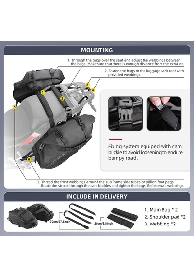 Motosiklet Sele Çantası, Su Geçirmez, Titreşim Önleyici Motor Yan Çantaları, Askılı Çanta, Motosiklet Çantas Diğer