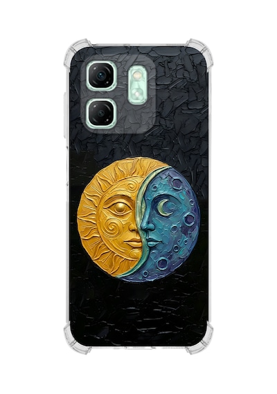 Printify Infinix Smart 9 İle Uyumlu Şeffaf Silikon Kılıf Uv Baskılı Esnek Tpu Kapak Güneş Ve Ay No3