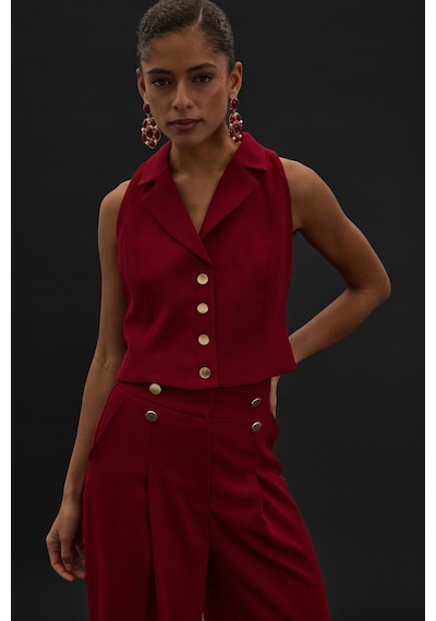 Sateen Eva Yelek - Bordo-136982 Bordo