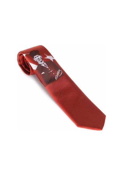 Gaffy Atatürk ve Imza Desenli Dokuma Kırmızı Kravat - Ak-14 (541368437) Kırmızı