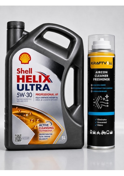 Shell Helix Ultra Pro Af 5W-30 Motor Yağı 5 L + Klima Bombası 200 ML