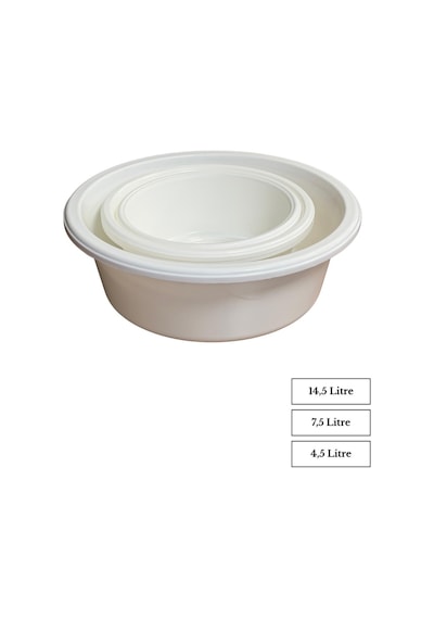 3'lü Saklama Kabı Seti İç Içe Geçmeli Badya / Leğen Mutfak Ve Ev Içi Kullanım Plastik Pratik Set Beyaz
