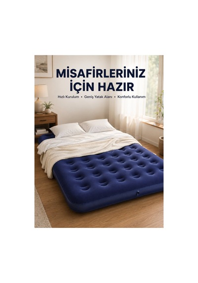 Çok Amaçlı Şişme Hava Yatağı Çift Kişilik Hızlı Şişirme Vanalı - Hs08376485-5355 Renkli Renkli