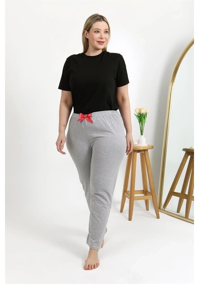 Mtm My The Mall Kadın Pamuklu Büyük Beden Alt Pijama Gri Gri