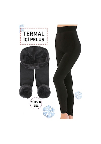 Ff Fit Form Giyim İçi Kışlık Termal Siyah Kadın Peluş Tayt Siyah