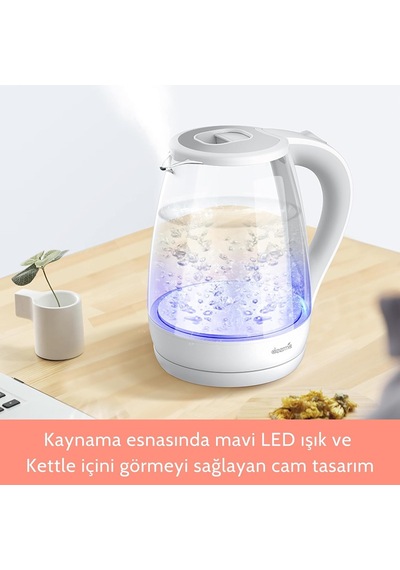 Deerma Sh30w 1,7lt Mavi Işıklı Cam Kettle & Su Isıtıcı