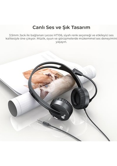 Usb Kablolu Mikrofonlu Kulak Üstü Kulaklık - Pc Laptop Tablet Telefon Uyumlu Ergonomik Kulak Yastıkları Iş Oyun Ç