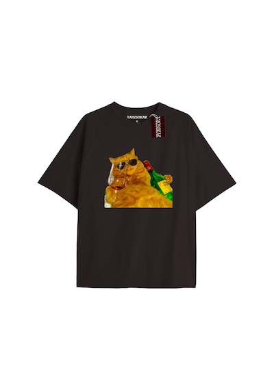 Adrift Energetic Baskılı Oversize Kalıp Unisex T-shirt Siyah