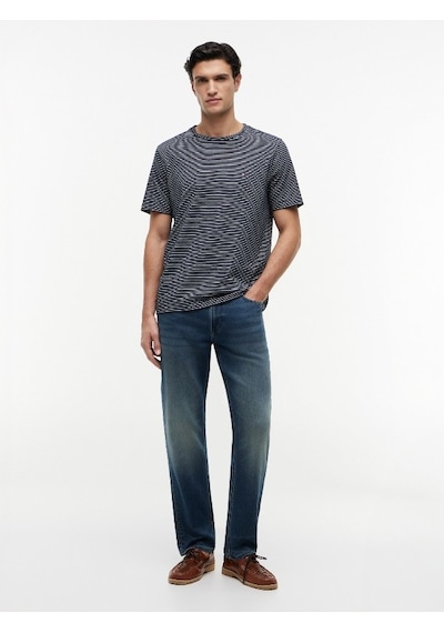 Tommy Hilfiger Ess Seasonal Reg Fıt Strıpe Tee Erkek Mavi T-shirt - Mw0mw40923