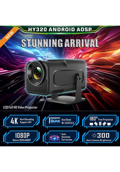Hd Projektör Hy320 İş Ofisi Yatakhane Mevcut Projektör 1080p Sabit 4k Desteği Av1