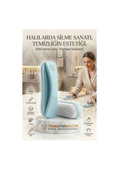 Ergonomik Temizlik Fırçası 2'li Set Halı, Koltuk Ve Kumaş Fırçalama Fırçası 723092 Ilkel-rssrvs