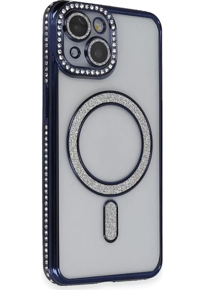 Newface Apple İphone 13 Kılıf Joke Simli Magneticsafe Kılıf - Lacivert