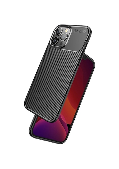 Smcase Apple Uyumlu iPhone 13 Pro Kılıf Karbon Dokulu Silikon