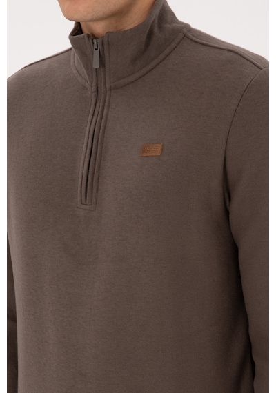 U.S. Polo Assn. Erkek Regular Fit Yarım Fermuarlı Vizon Basic Sweatshirt 50313802-VR052