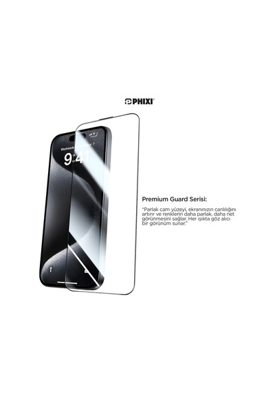 Phixi Premium Guard Parlak Cam Ekran Koruyucu Apple Uyumlu iPhone 12 Pro Max Antistatik, Su Tutmaz, Tam Kaplama