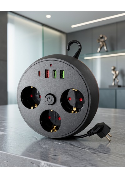 Akım Korumalı Çoklu Priz 3 Priz 3 Usb Type-c 2 Metre