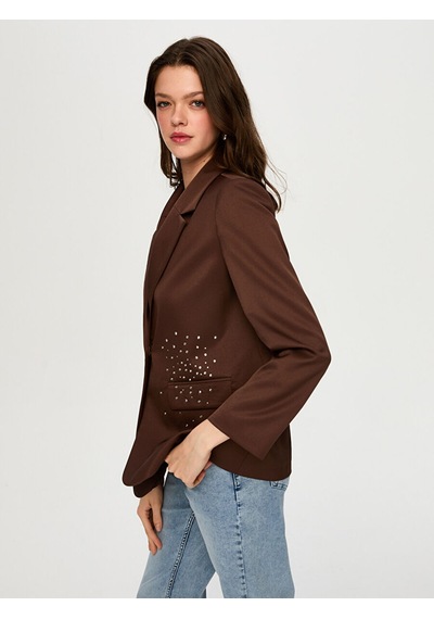 Taş Süslemeli Blazer Ceket S26ckt028 Us26ckt02830 Kahve